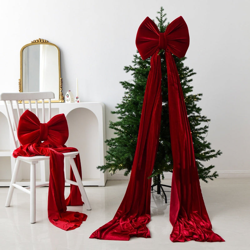 HKM-551379 Large Velvet Bow Decoration for Modern Holiday Décor