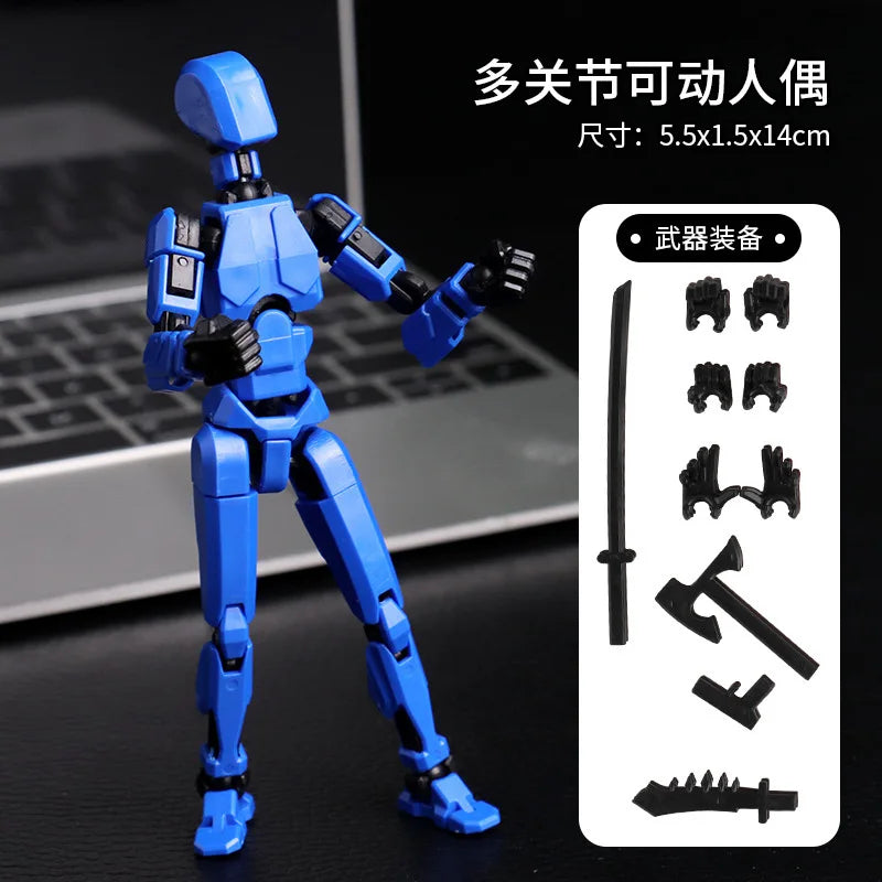 HKM-551379 Movable 3D Dummy Robot Anime Action Figure - PVC Multifunctional Fidget Toy for Kids with Autism