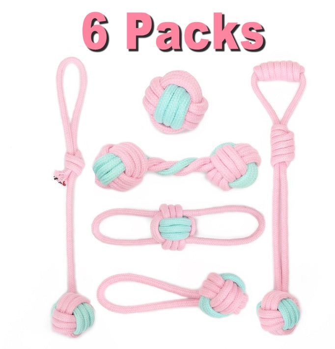 HKM-5514429 Cotton Rope Dog Chew Toy for Small Dogs - Imitation Rabbit Fur, Dental Care & Teeth Cleaning