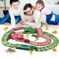 HKM-551507 Dinosaur Electric Car Track Play Set - 240pcs DIY Railway for Kids Ages 3+