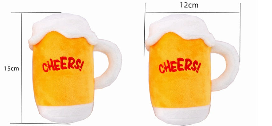 HKM-5515453 Plush Beer Bottle Toy for Dogs - Soft Crystal Super Breathable Cloth, PP Cotton Filling