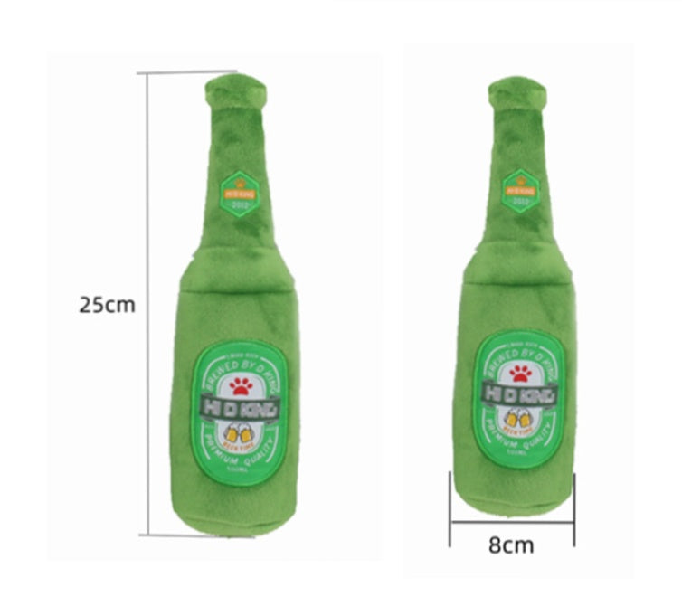 HKM-5515453 Plush Beer Bottle Toy for Dogs - Soft Crystal Super Breathable Cloth, PP Cotton Filling