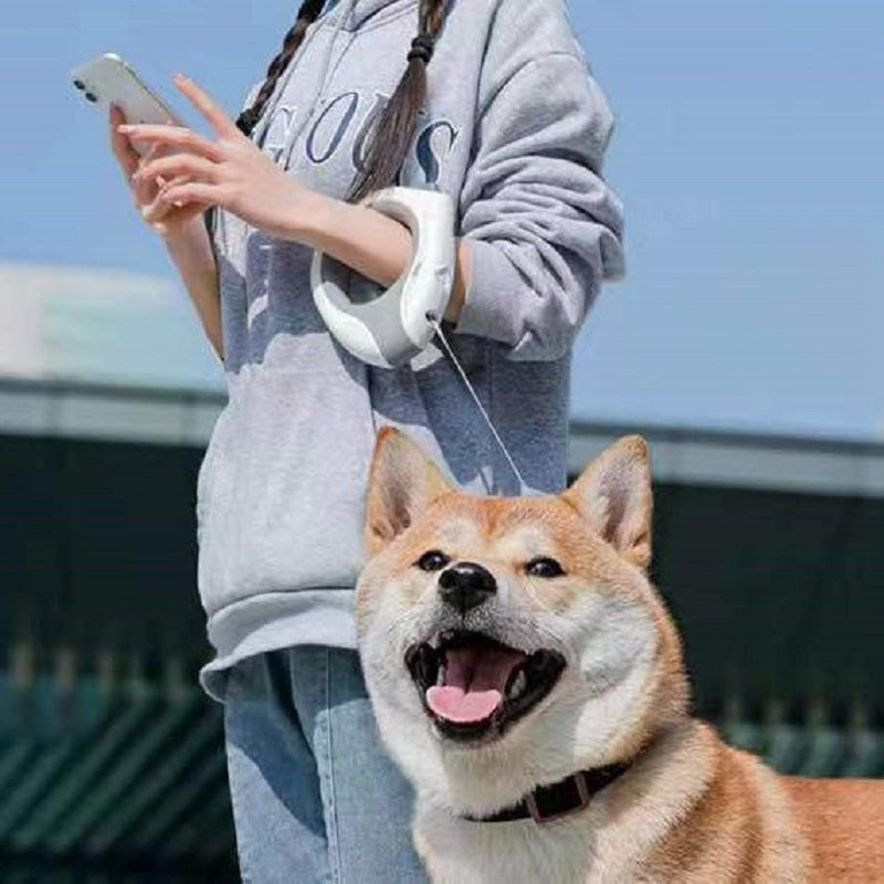 HKM-5515581 3M Reflective Retractable Dog Leash with LED Safety Light, Automatic Lock, 80kg Pulling Capacity