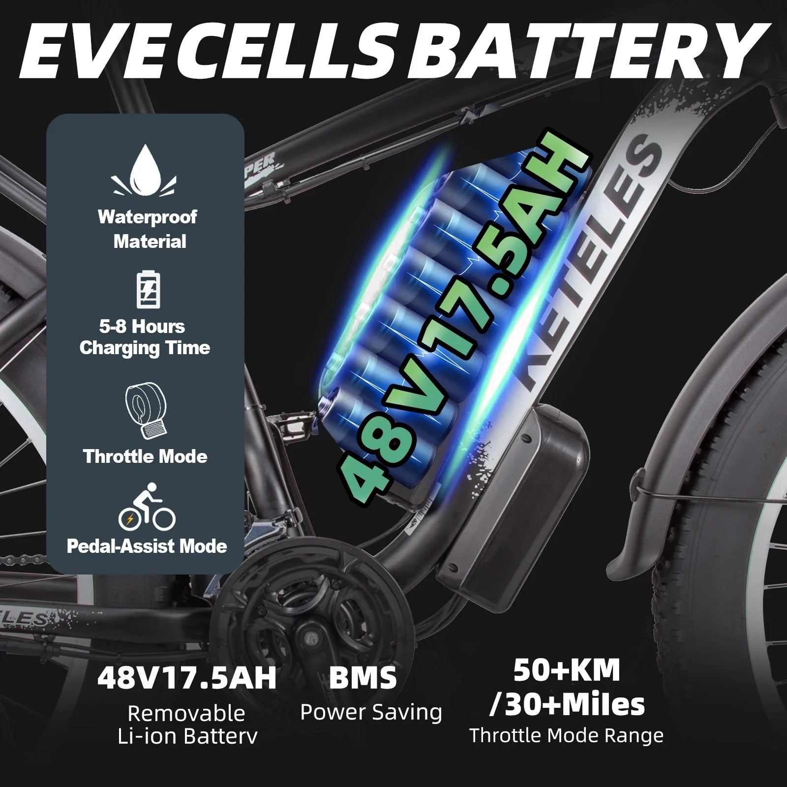 HKM-551571 K800 Electric Bicycle Frame 26 Inch 48V 1000W with 18Ah Lithium Battery, Shimano 21-Speed, Hydraulic Brakes