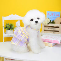 HKM-5516349 Purple and Emerald Plaid Layered Skirt for Dogs, Casual Pet Clothing