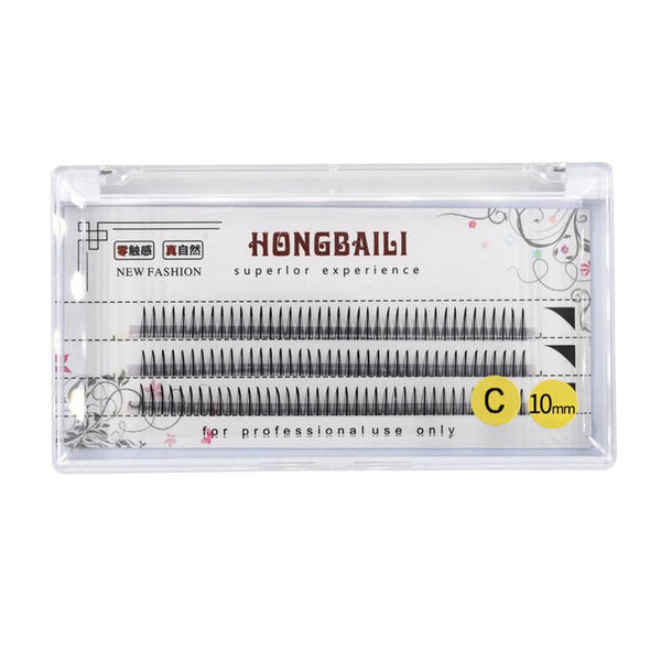HKM-551635 Fishtail Graft Eyelashes - 10P Hot Melt, A-Type, Handmade with Imported Fiber, Multiple Lengths Available