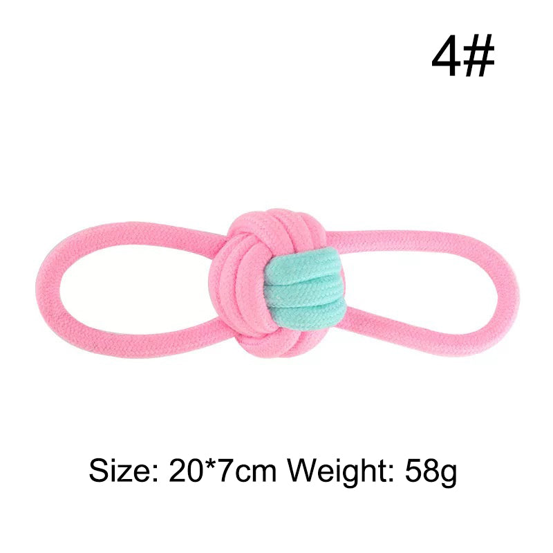 HKM-5516605 Multi-Color Cotton Rope Knot Dog Toy for Chewing and Dental Health