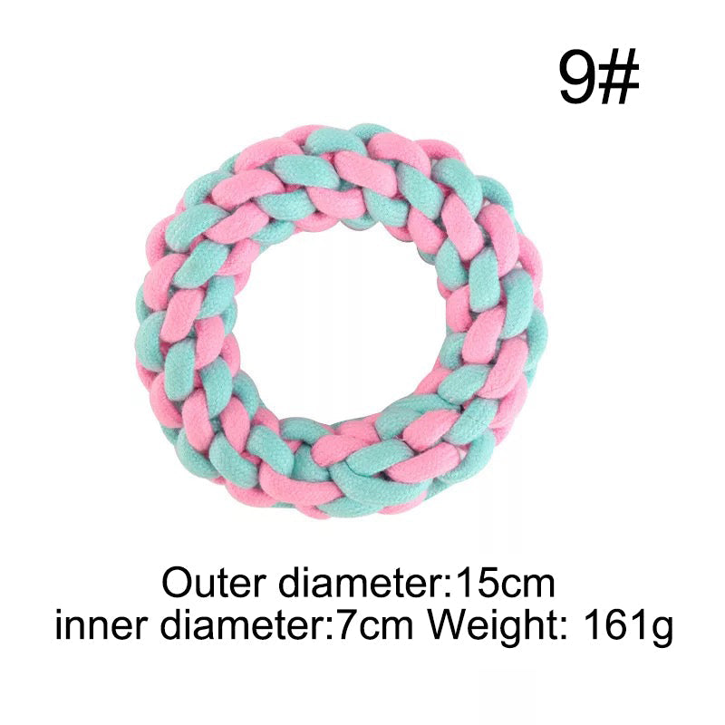 HKM-5516605 Multi-Color Cotton Rope Knot Dog Toy for Chewing and Dental Health