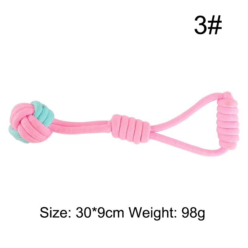 HKM-5516605 Multi-Color Cotton Rope Knot Dog Toy for Chewing and Dental Health