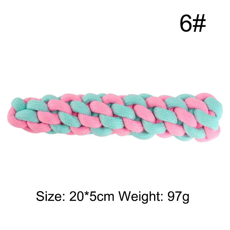 HKM-5516605 Multi-Color Cotton Rope Knot Dog Toy for Chewing and Dental Health