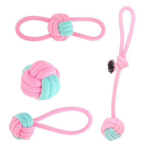 HKM-5516605 Multi-Color Cotton Rope Knot Dog Toy for Chewing and Dental Health