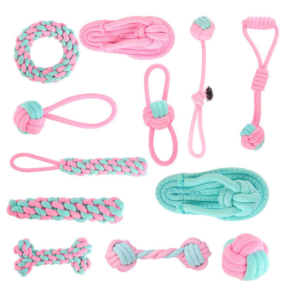 HKM-5516605 Multi-Color Cotton Rope Knot Dog Toy for Chewing and Dental Health