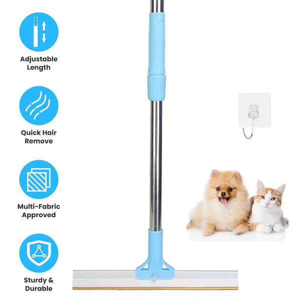 HKM-5517373 Adjustable Telescopic Pet Hair Removal Rake with Copper Head for Carpets, Rugs, and Upholstery