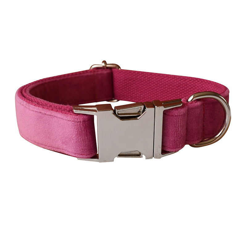 HKM-5517629 Rose Red Velvet Dog Collar with Rope and Bow Accessory Set