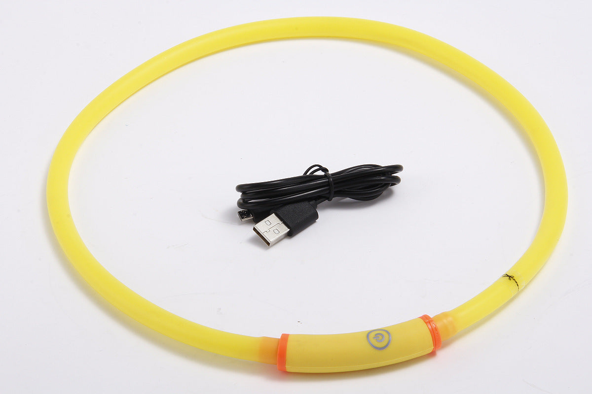 HKM-5517757 Waterproof LED Luminous Pet Dog Collar - Adjustable, Safe for Night Walks, Available in Multiple Colors