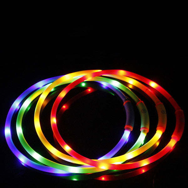 HKM-5517757 Waterproof LED Luminous Pet Dog Collar - Adjustable, Safe for Night Walks, Available in Multiple Colors