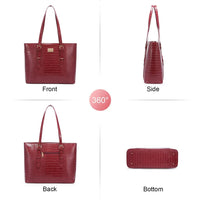 HKM-551955 Classic Crocodile Pattern Large Business Handbag and Purse Set for Ladies Laptop & Computer Use