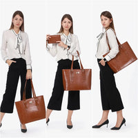 HKM-551955 Classic Crocodile Pattern Large Business Handbag and Purse Set for Ladies Laptop & Computer Use