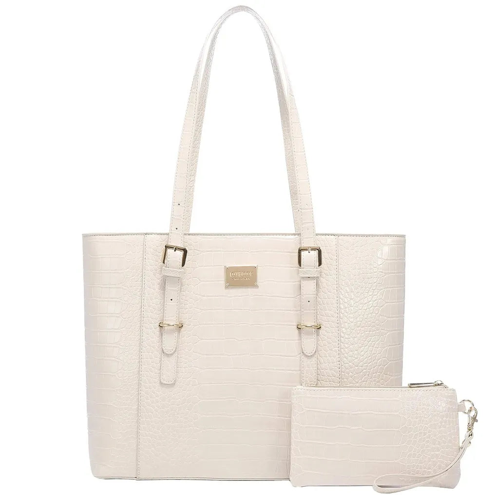HKM-551955 Classic Crocodile Pattern Large Business Handbag and Purse Set for Ladies Laptop & Computer Use