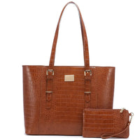 HKM-551955 Classic Crocodile Pattern Large Business Handbag and Purse Set for Ladies Laptop & Computer Use