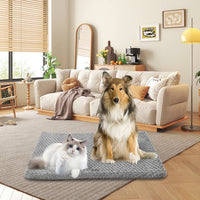 HKM-5520189 Ultra Soft Plush Dog Bed with Removable Washable Cover - Anti-Slip Mat for Medium to Large Pets, All-Season Comfort