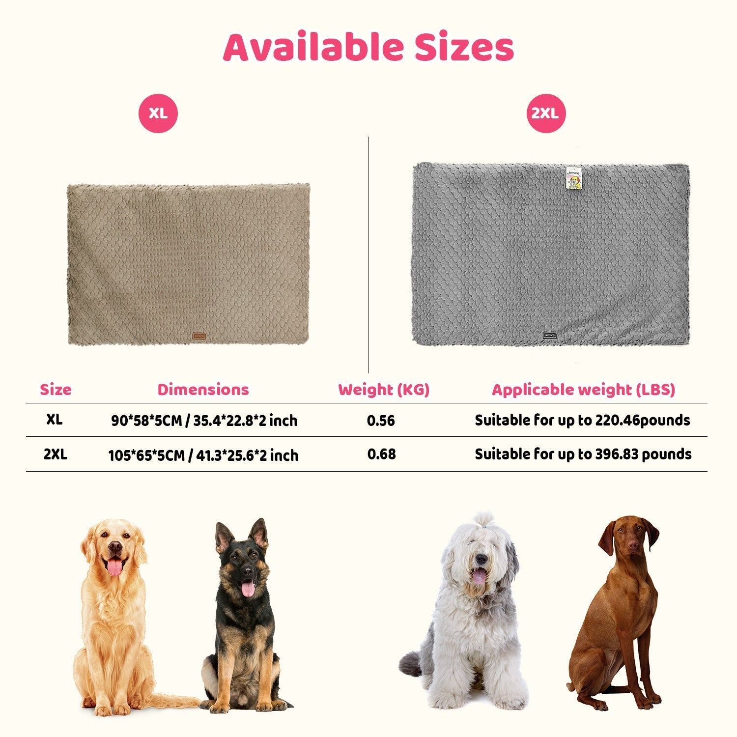 HKM-5520189 Ultra Soft Plush Dog Bed with Removable Washable Cover - Anti-Slip Mat for Medium to Large Pets, All-Season Comfort