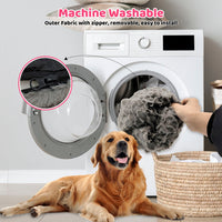 HKM-5520189 Ultra Soft Plush Dog Bed with Removable Washable Cover - Anti-Slip Mat for Medium to Large Pets, All-Season Comfort