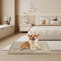 HKM-5520189 Ultra Soft Plush Dog Bed with Removable Washable Cover - Anti-Slip Mat for Medium to Large Pets, All-Season Comfort