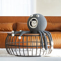 HKM-5521597 Plush Octopus Shaped Pet Nest for Cats, Cozy and Spacious Design, 40x40x42cm