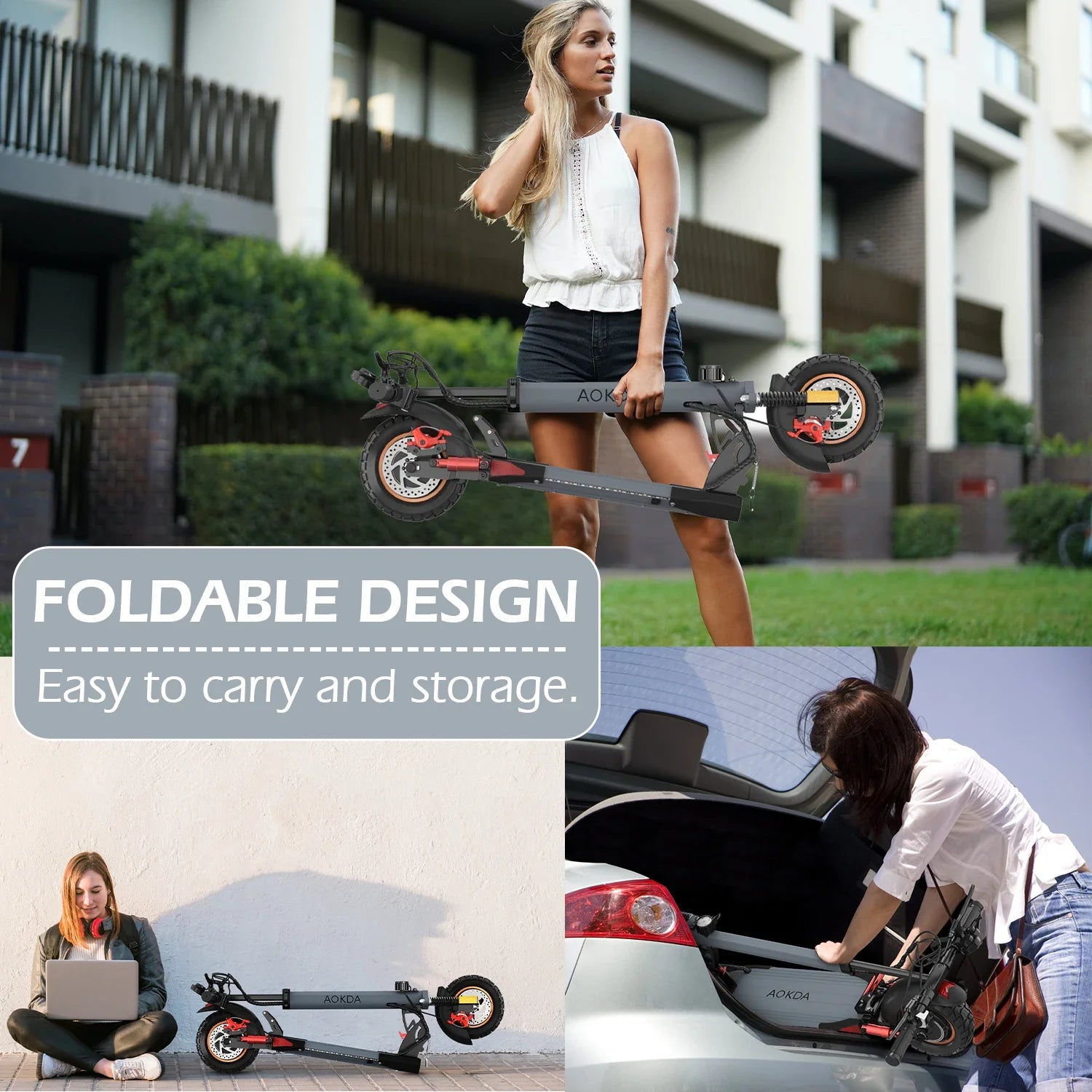 HKM-552275 Foldable 10-Inch Electric Scooter with 800W Motor, Max Speed 45 km/h, Dual Suspension, Lightweight & Waterproof for Youth and Adults