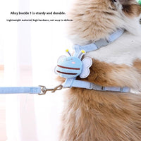 HKM-5523005 Adjustable Bee Shape Cat Harness with Rope - Pink, Yellow, Blue in Sizes S and M