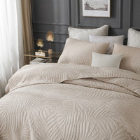 HKM-552403 Double-Sided Embroidered Pure Cotton Quilt Set with Plant and Flower Pattern