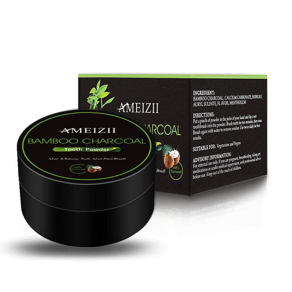 HKM-552467 Bamboo Charcoal Tooth Powder - 30g Food Grade Activated Coconut Shell Charcoal for Whitening and Descaling