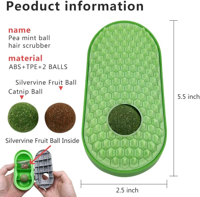 HKM-5524797 Wall-Mounted Catnip Toy Balls with Massage Brush and Self-Grooming Features for Indoor Cats