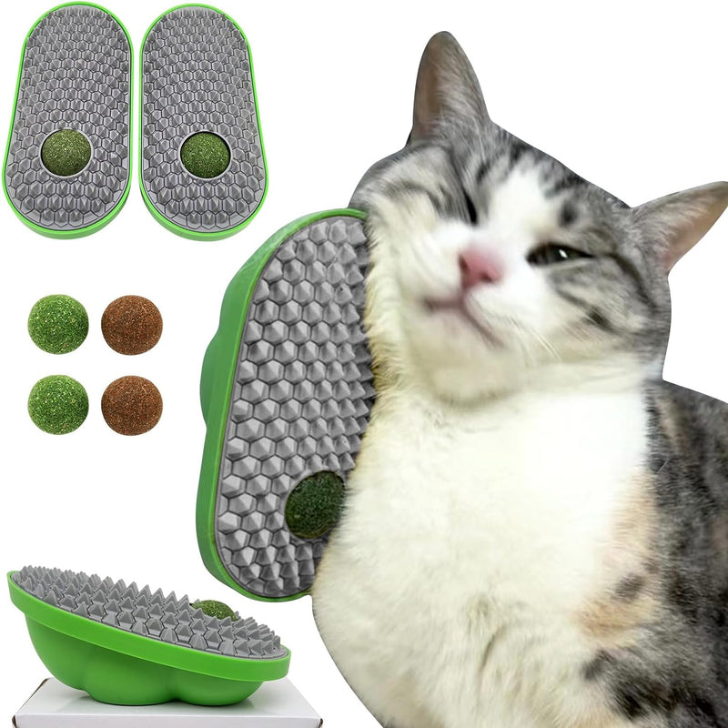 HKM-5524797 Wall-Mounted Catnip Toy Balls with Massage Brush and Self-Grooming Features for Indoor Cats