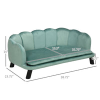 HKM-5525949 Elegant Velvet Pet Sofa for Medium to Large Dogs with Solid Wood Legs, Removable Cushion, Green