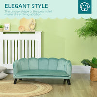HKM-5525949 Elegant Velvet Pet Sofa for Medium to Large Dogs with Solid Wood Legs, Removable Cushion, Green