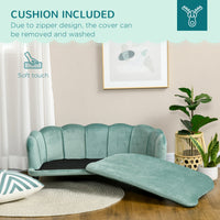HKM-5525949 Elegant Velvet Pet Sofa for Medium to Large Dogs with Solid Wood Legs, Removable Cushion, Green