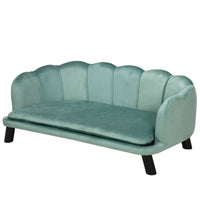 HKM-5525949 Elegant Velvet Pet Sofa for Medium to Large Dogs with Solid Wood Legs, Removable Cushion, Green
