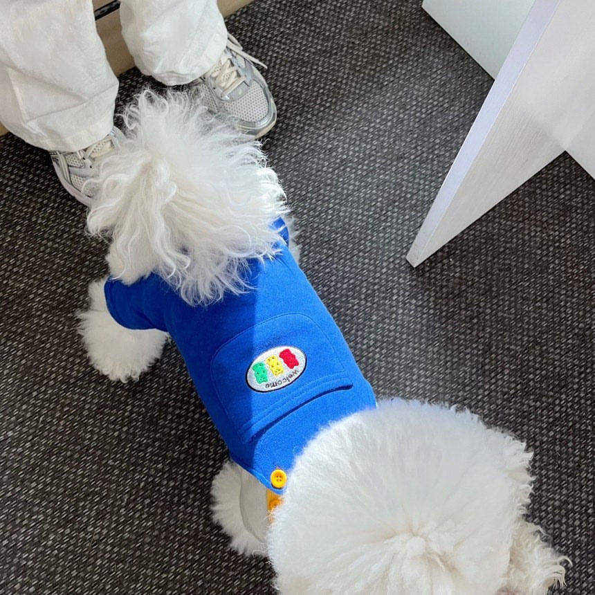 HKM-5526077 Casual Blue and Yellow Overalls for Dogs and Cats in XS to XL