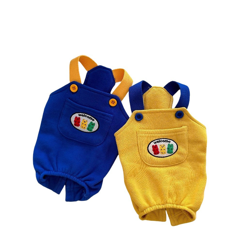HKM-5526077 Casual Blue and Yellow Overalls for Dogs and Cats in XS to XL