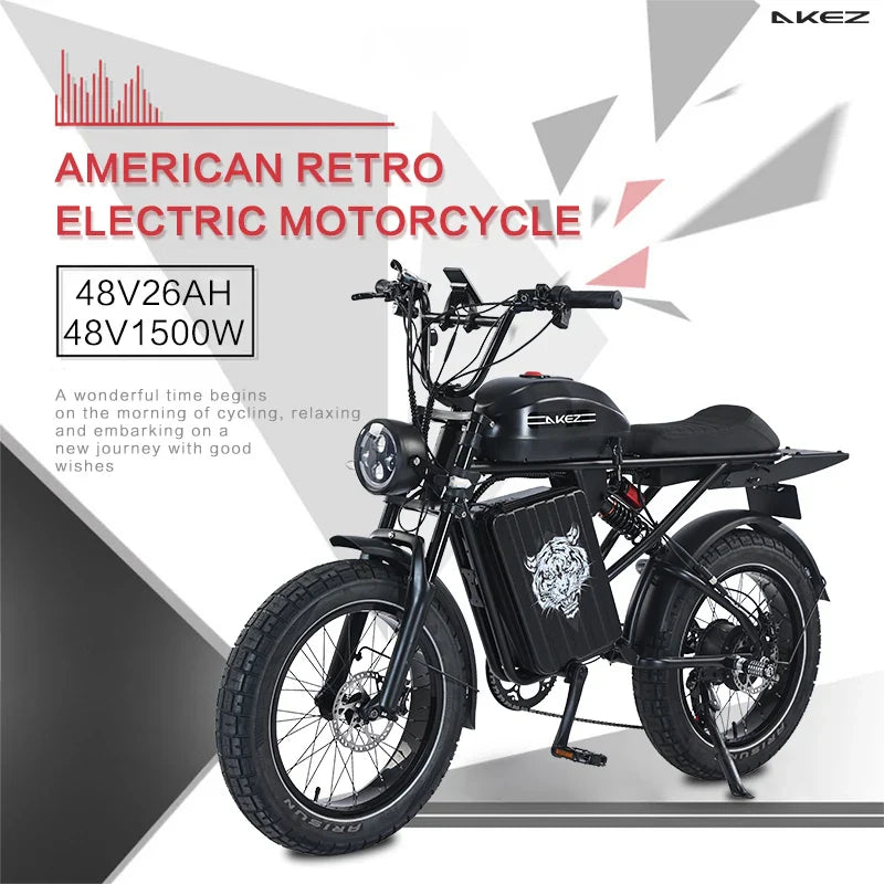 HKM-552723 48V 1500W Off-Road Cruiser E-Bike with 36Ah Battery, 20-Inch Wheels, 7-Speed Gear System, Black & Pink