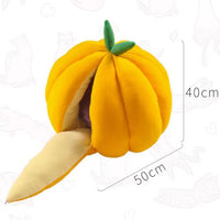 HKM-5527357 Cozy Pumpkin Nest Cat Bed for Deep Winter Sleep - Semi-Enclosed Pet Sleeping Bag for Cats and Small Animals