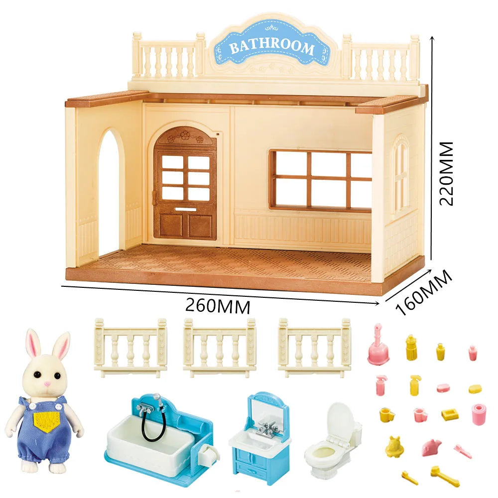 HKM-552851 Forest Family Big Villa Set - Mini Doll House Playset for Role Play and Educational Fun