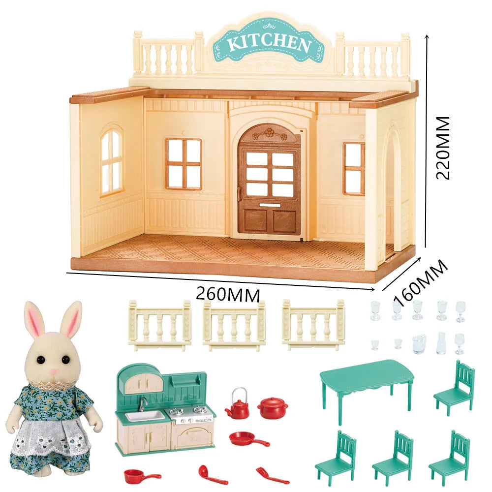 HKM-552851 Forest Family Big Villa Set - Mini Doll House Playset for Role Play and Educational Fun