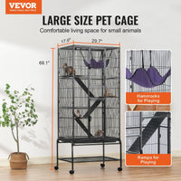 HKM-5530941 4-Tier Rolling Metal Ferret Cage with Platforms, Ramps, and Removable Tray
