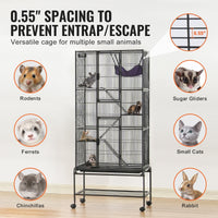 HKM-5530941 4-Tier Rolling Metal Ferret Cage with Platforms, Ramps, and Removable Tray