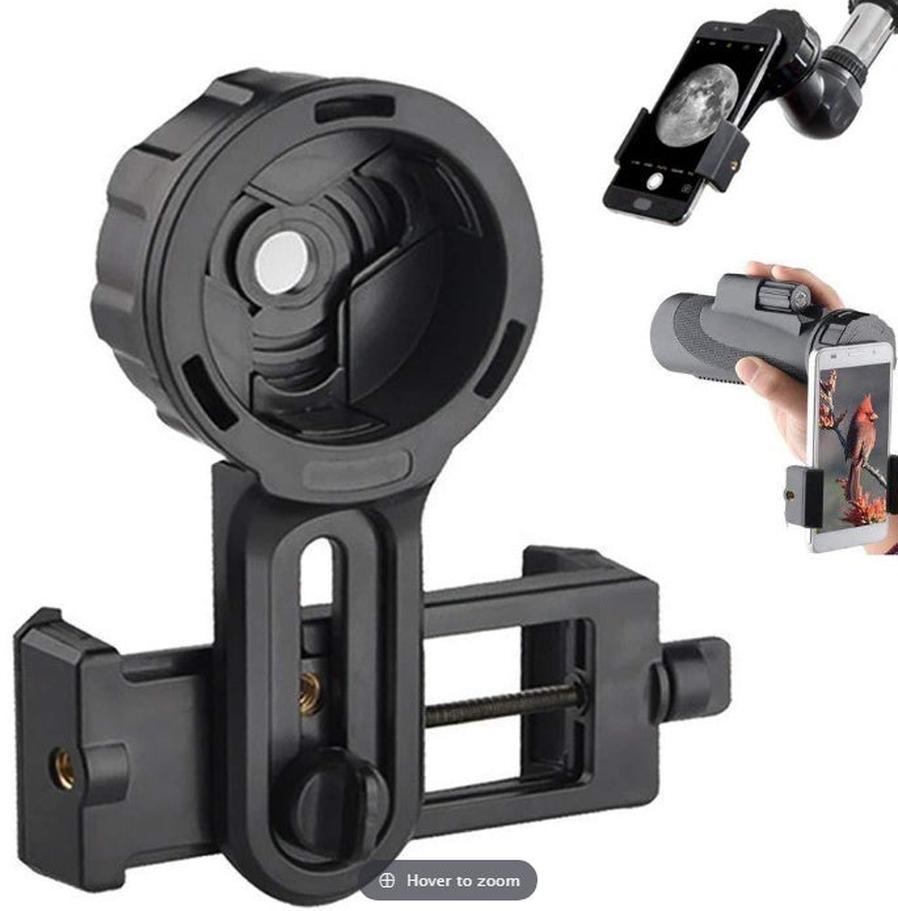 HKM-553107 Retractable Mobile Phone Holder for Telescopes - Fits Eyepiece Diameters 26.4-46.4mm and Phone Widths 56-98mm