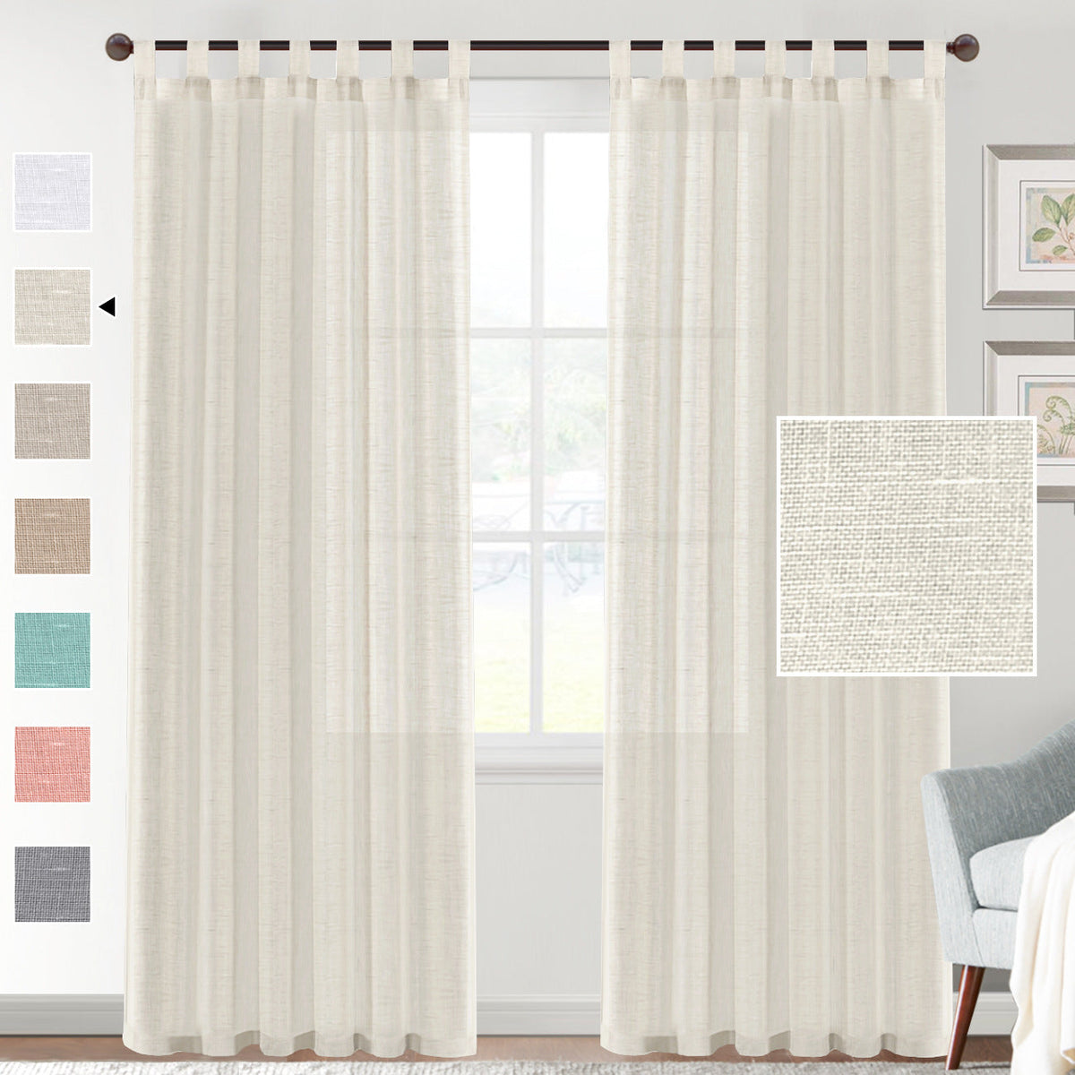 HKM-553107 Transparent Linen Yarn Curtain Window Screen - Semi-Sunshade in Various Colors and Styles
