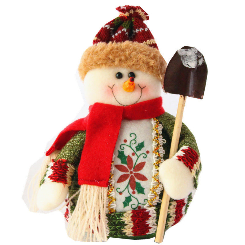 HKM-553171 Christmas Flannel Snowman Decoration - 18x13cm in Red, Green, and White